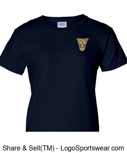 Ladies T - Blumenberg art - Tecumseh on the back - gold class crest on front Design Zoom